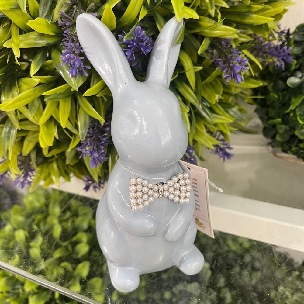 Easter Bunny Blue Bunny with Pearl Bow Tie Bella Lux NWT